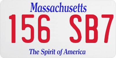 MA license plate 156SB7