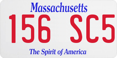 MA license plate 156SC5
