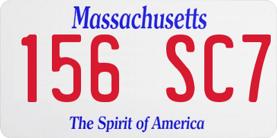 MA license plate 156SC7
