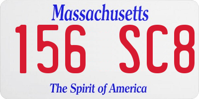 MA license plate 156SC8