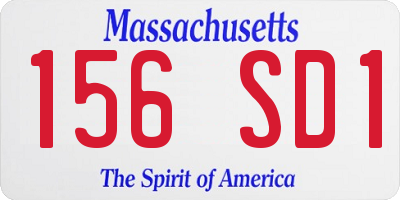 MA license plate 156SD1