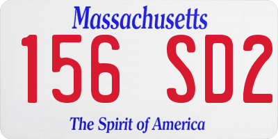 MA license plate 156SD2