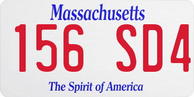MA license plate 156SD4