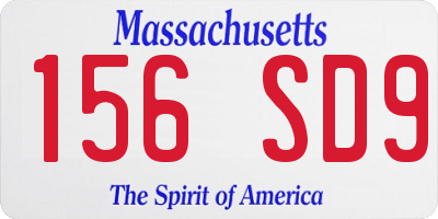 MA license plate 156SD9