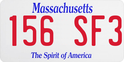 MA license plate 156SF3