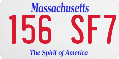 MA license plate 156SF7