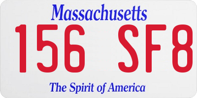 MA license plate 156SF8