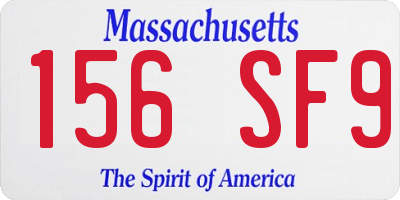 MA license plate 156SF9