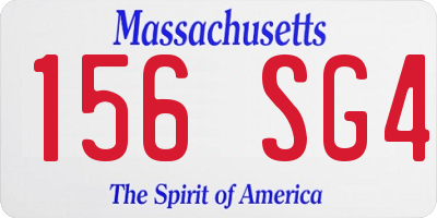 MA license plate 156SG4