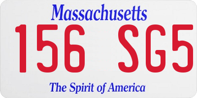 MA license plate 156SG5