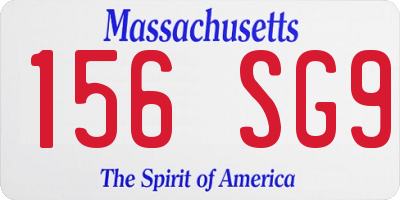 MA license plate 156SG9