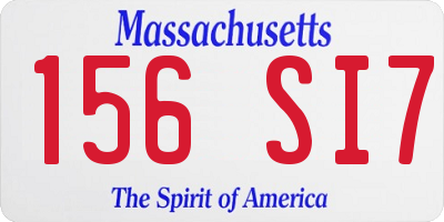 MA license plate 156SI7