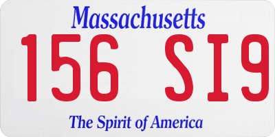 MA license plate 156SI9