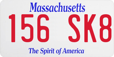 MA license plate 156SK8