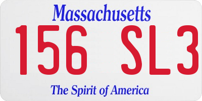 MA license plate 156SL3