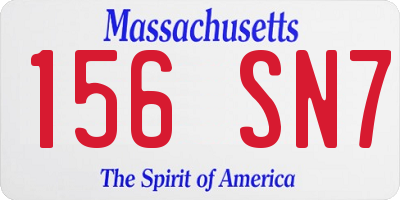 MA license plate 156SN7