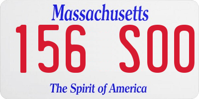 MA license plate 156SO0
