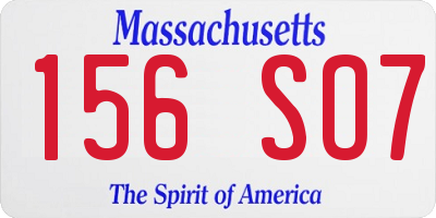 MA license plate 156SO7