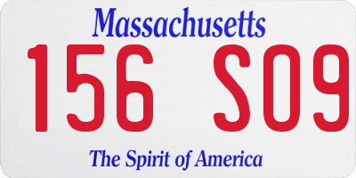 MA license plate 156SO9