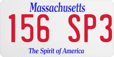 MA license plate 156SP3