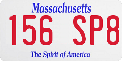 MA license plate 156SP8