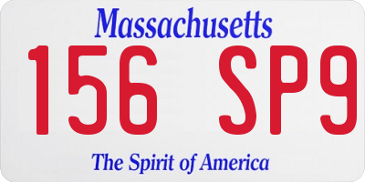 MA license plate 156SP9