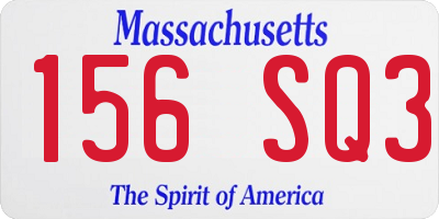 MA license plate 156SQ3