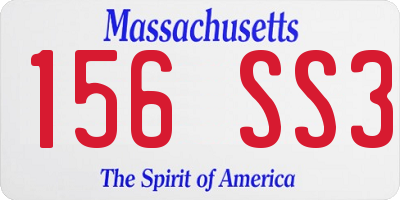 MA license plate 156SS3