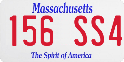 MA license plate 156SS4