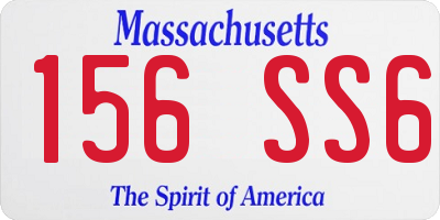 MA license plate 156SS6