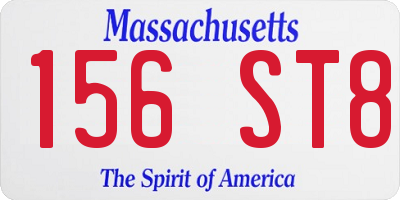 MA license plate 156ST8