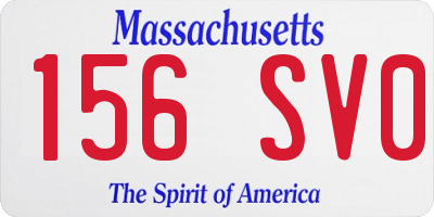 MA license plate 156SV0