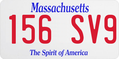 MA license plate 156SV9