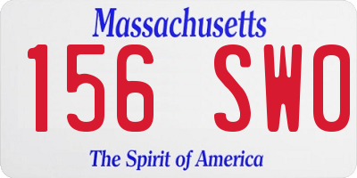 MA license plate 156SW0