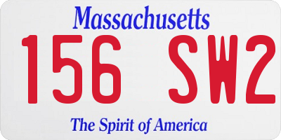 MA license plate 156SW2