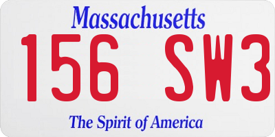 MA license plate 156SW3