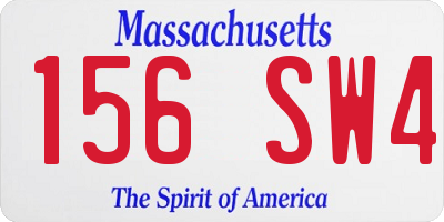 MA license plate 156SW4