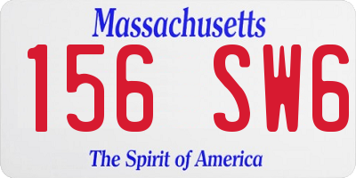 MA license plate 156SW6