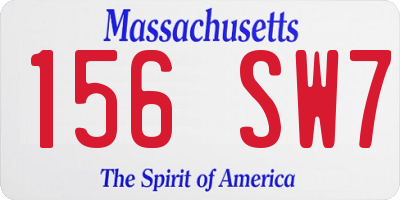 MA license plate 156SW7