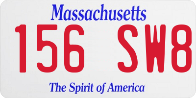 MA license plate 156SW8