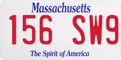 MA license plate 156SW9