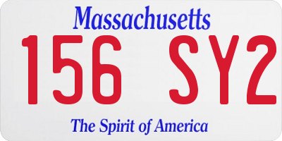 MA license plate 156SY2