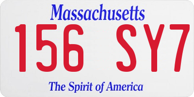 MA license plate 156SY7
