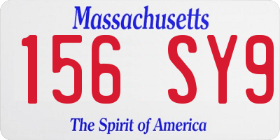 MA license plate 156SY9