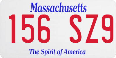 MA license plate 156SZ9