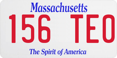 MA license plate 156TE0