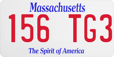 MA license plate 156TG3