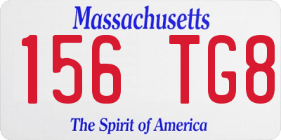 MA license plate 156TG8