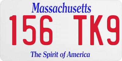 MA license plate 156TK9