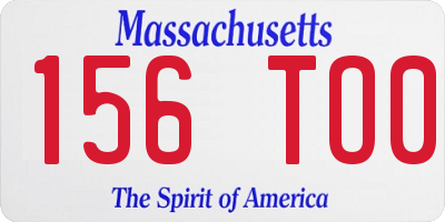 MA license plate 156TO0